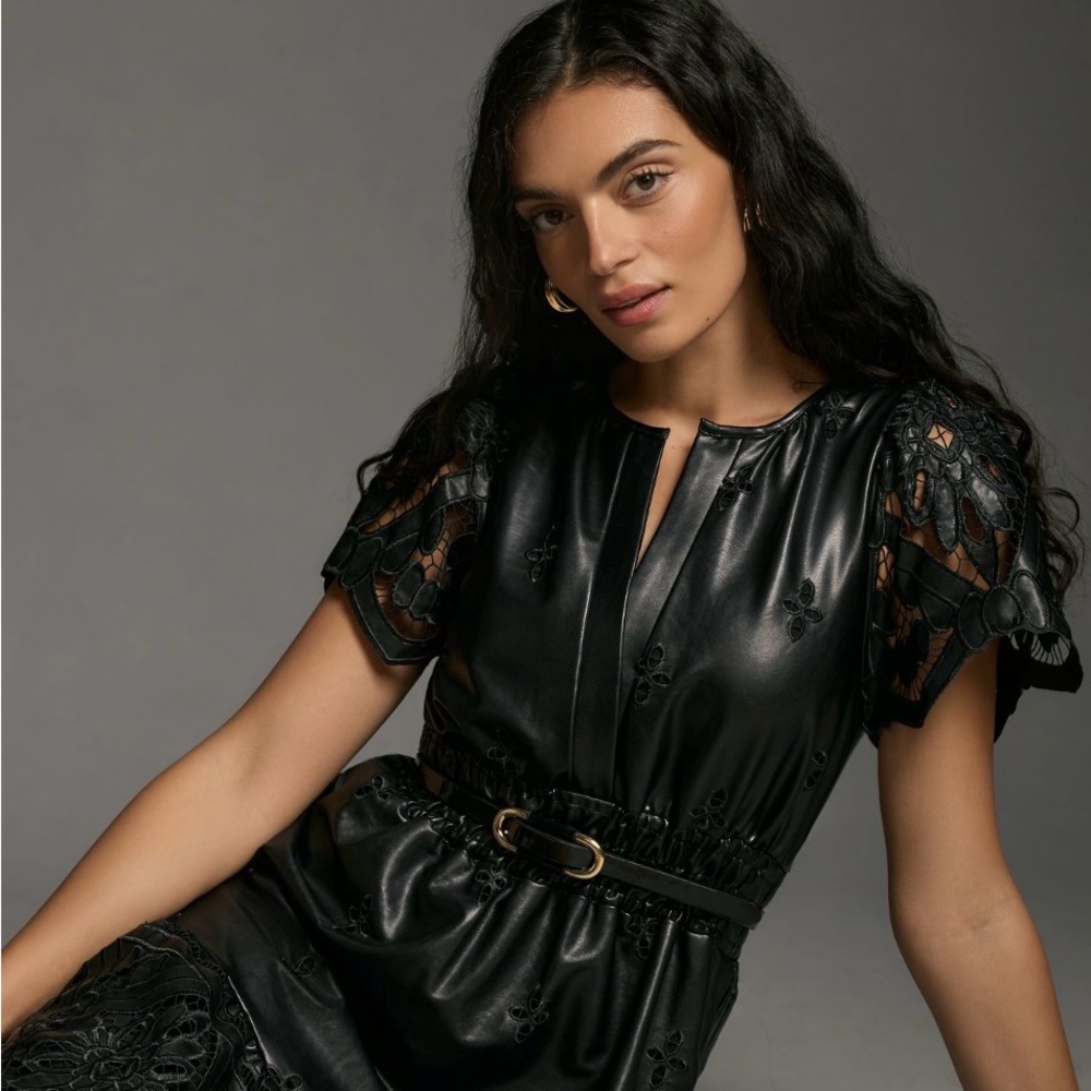 Anthropologie Somerset Maxi Dress Faux Leather Edition